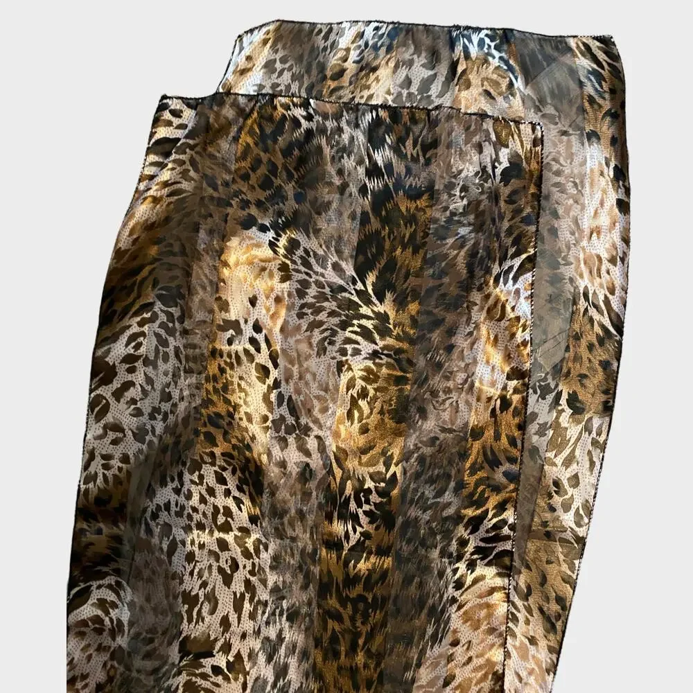 Rectangle Satin Scarf Animal Print Brown White Black 56